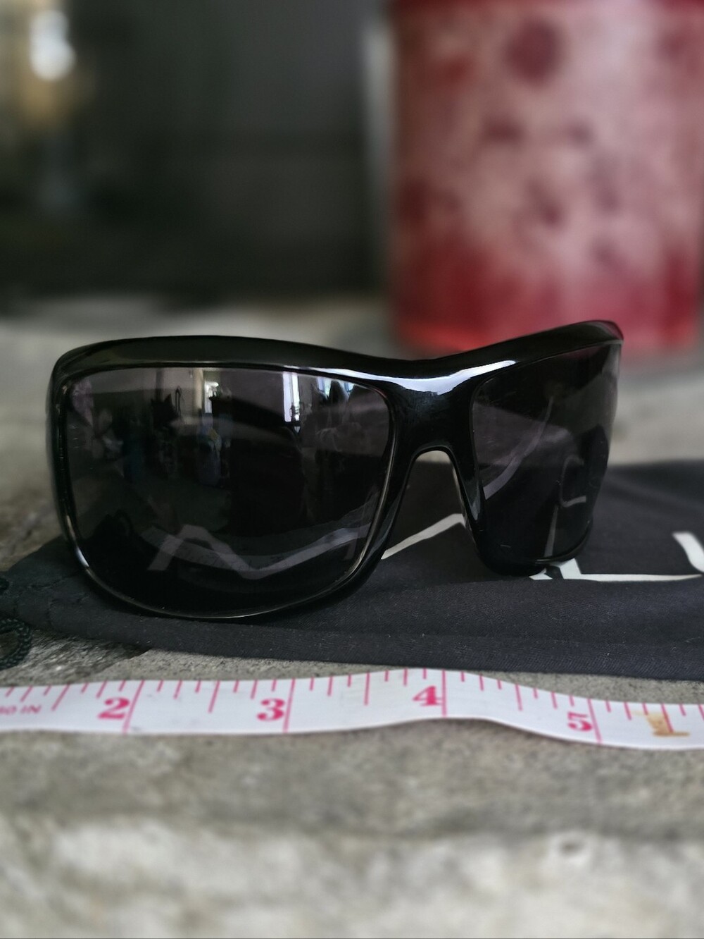 MALU Hoku-Star Womens Black Wrap Around Sunglasses Y2K